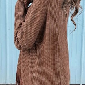 Cozy Brown Waffle-Knit Women’s Sweater